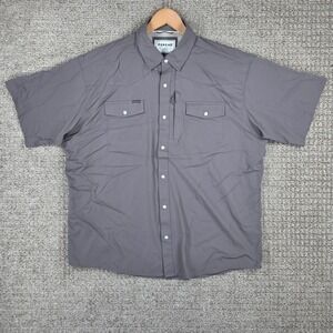 Poncho Original Mens XL Regular Fit Short Sleeve Button Down Shirt Gray Vented